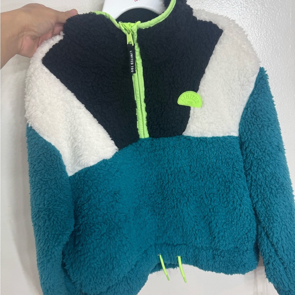 Limited Too Kids Teal and Black Fleece Hoodie - Picture 2 of 4